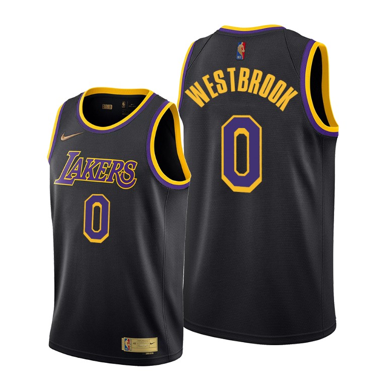 Men's Los Angeles Lakers Russell Westbrook #0 NBA 2021 Trade Earned Edition Black Basketball Jersey XOY4483EL